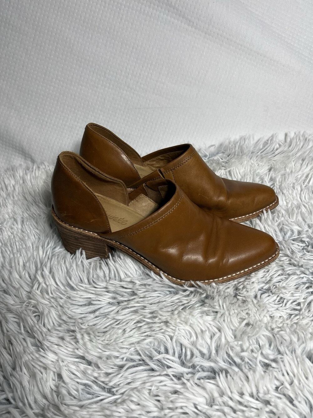 Madewell Brady Lowcut English Saddle Bootie Stacked Heel Size 6 1/2 Womens